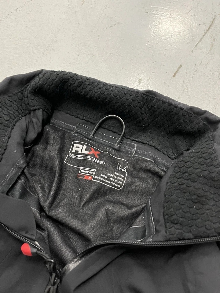 Chaqueta de Lluvia RLX Ralph Lauren MEDIANA Negra con Cremallera Con Capucha Nylon Costuras Grabadas Foto 3 de 4
