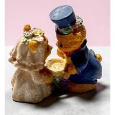 Vintage Teddy Bear Bride Groom Mini Figurine Wedding Cake Topper 2 Inch decor