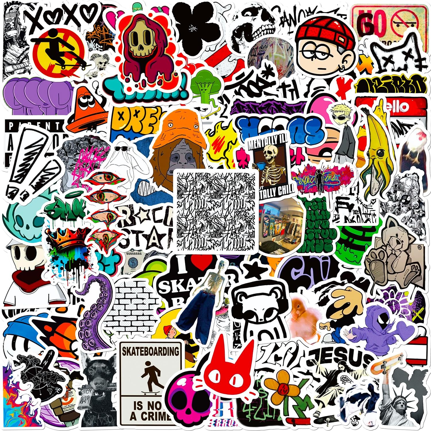 Stickers, Cool Aesthetic Stickers Black; Red; Purple