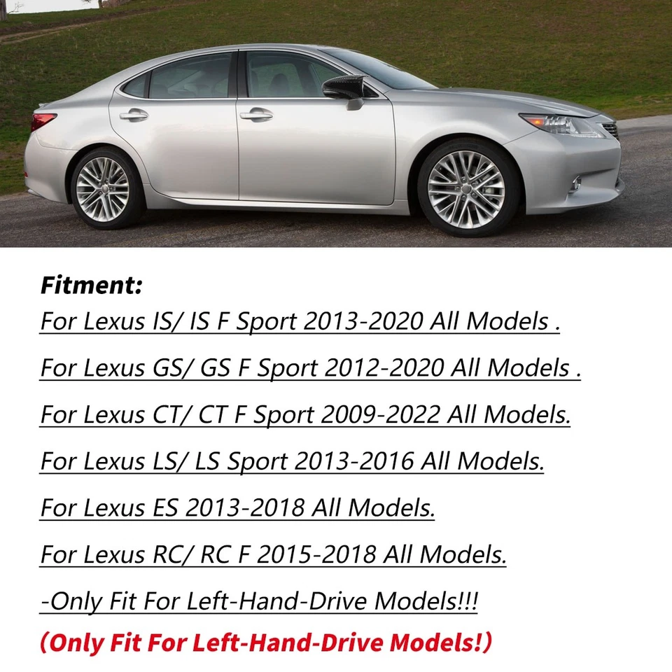 For Lexus IS IS GS GS F Sport 2012-2020 Pair Carbon Fiber Rearview Mirror Cover Foto 4 de 4