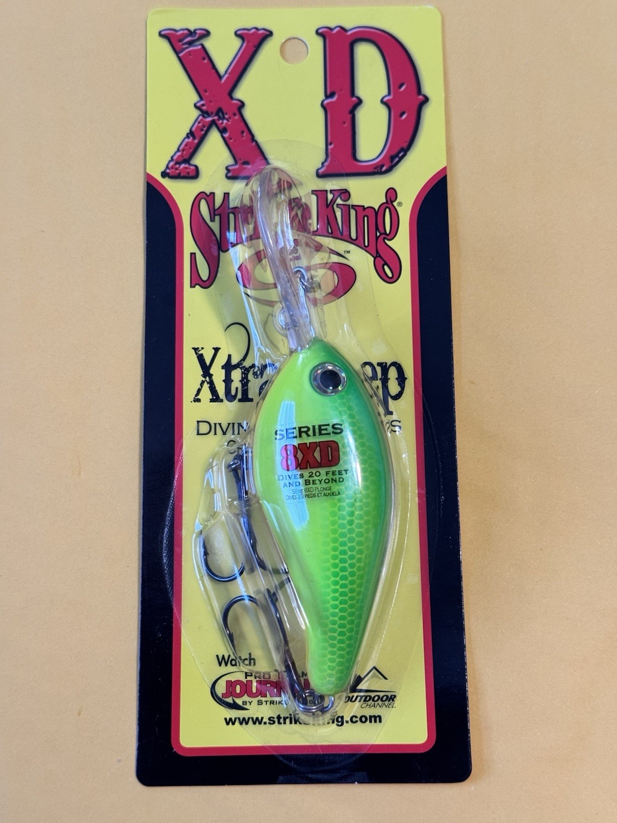 Strike King Xtra Deep Crankbait 5 1/2” 1 1/3oz  20+’ Depth Green Back Chartreuse