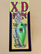 Strike King Xtra Deep Crankbait 5 1/2” 1 1/3oz  20+’ Depth Green Back Chartreuse