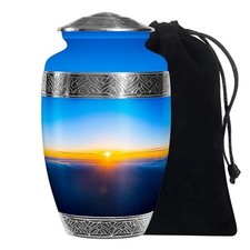 Blue Urns 10Inch - Burial for Ashes for Men  Women - Decorative Sky Burial