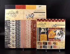 Graphic 45 FARMHOUSE 12 X 12 and 8 x 8 INCOMPLETE Paper Pads (34 of 40 Sheets)