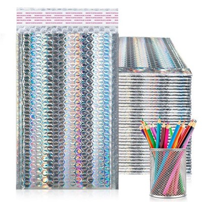 Holographic Metallic Bubble Mailers Self Seal Waterproof 250 Count 5 x 9 in