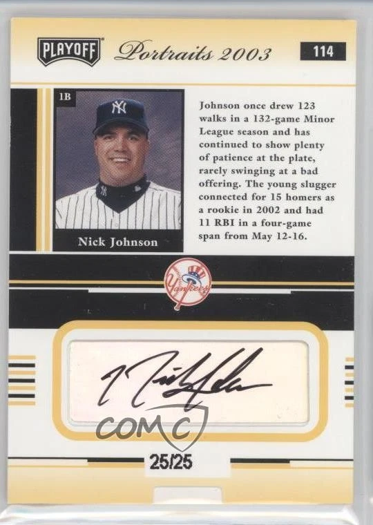 2003 Playoff Portraits Gold Auto /25 Nick Johnson #114 Auto - Image 2 of 2