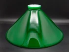 ANTIQUE 10" SLANT Cased Emerald Green & Opal Milk Glass LAMP SHADE 2-1/4" FITTER