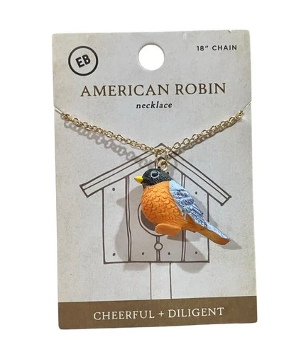 3D Bird Robin Necklace 18” Chain Gift For Her - product listing photo