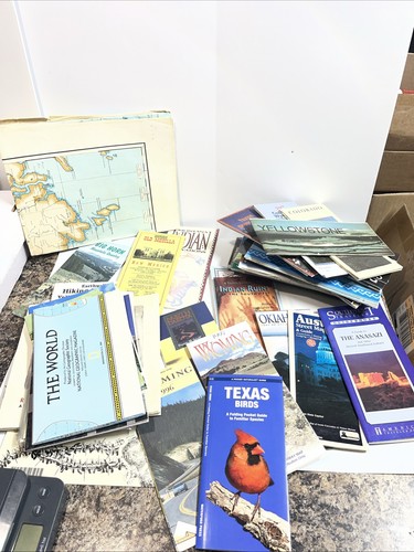 Huge Lot of Vintage Travel Brochures and Maps.  52 Various Pieces. 1980s-1990s