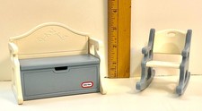 LITTLE TIKES Vintage Dollhouse Size Toy box Storage Bench Matching rocking chair