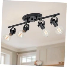 4-Light Track Lighting Fixtures Ceiling, Black Kitchen Track 4-LIGHT-Straight