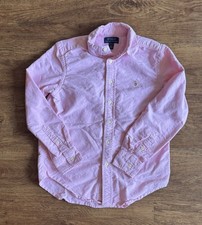 Polo Ralph Lauren Boys Oxford Shirt Pink Button Down Logo Cotton Size M 10-12