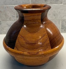 Vintage 1991 Wood Vase Bowl Hand Turned Segmented Handcrafted Signed by Artist