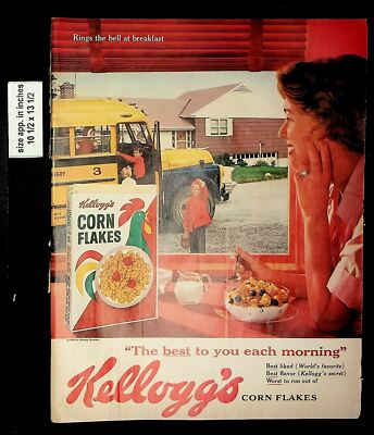 1961 Corn Flakes Kellogg's Morning Vintage Print Ad 19203