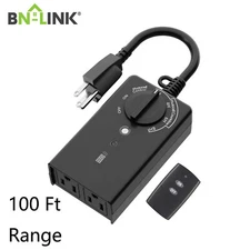 BN-LINK Outdoor Light Timer Waterproof 24Hour Plug in Light Sensor Countdown 15A