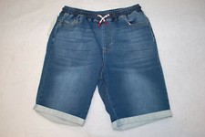 Boys BLUE DENIM BERMUDA SHORTS Super Stretchy ELAST WAIST Cuffed S 6-7