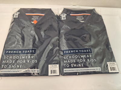 2 Pack French Toast School Uniform Girls Navy Blue SS Polo Shirts XXL 18/20 NWT