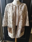 New $149 Chico's Tan Ecru Faux Suede Lace Detail Duster Jacket 3 = XL 16 18 NWT