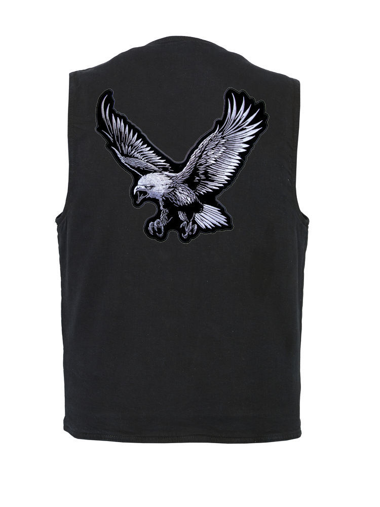 Para Hombre Concealed Carry Tela de Jeans Chaleco W Plata Volando American Eagle Parche Para Para Para Hombre Concealed Carry Tela de Jeans Chaleco W Plata Volando American Eagle Parche 5042fb