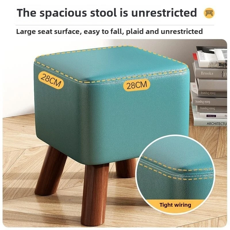 Household low stool, living room sofa stool, solid wood small stool square stool - Image 4 of 4