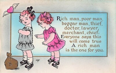 Postcard: A Rich Man is the One For You, Two Little Girls, DB 1910's