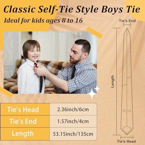 Ties for Boys, Pre Self Solid Color Boys/Girls Ties, Neckties For Kids Black - Picture 4 of 6