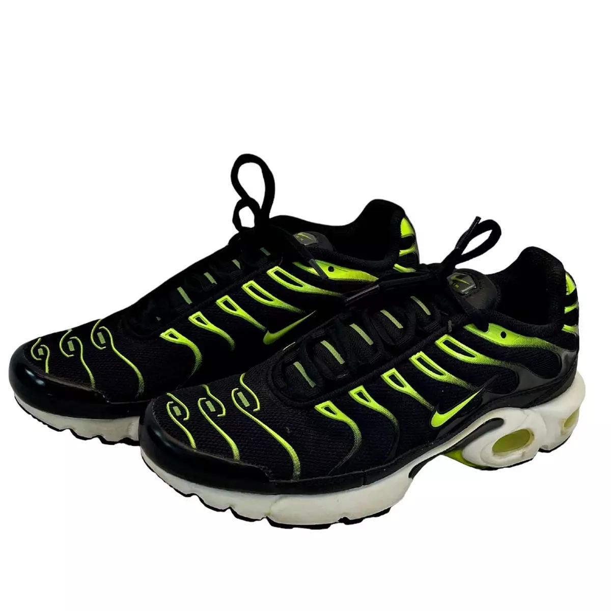 Nike Air Max Plus GS Size 7Y 655020 086 Black Volt Green Neon Shoes Womens 8.5
