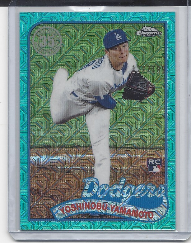 YOSHINOBU YAMAMOTO 2024 TOPPS SERIES 2 SILVER PACK CHROME AQUA REFRACTOR RC /199