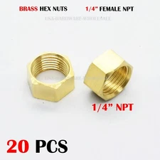 20 pcs 1/4” NPT Female Thread Brass Pipe Fitting Hex Nut