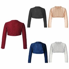 Kids Girls Floral Lace Shrug Open Bolero Cardigan Party Sweaters Dress Gown Tops