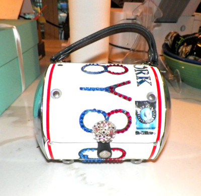 VTG LITTLEARTH ROADFLAIR NEW YORK LICENSE PLATE PURSE SWAROVSKI  