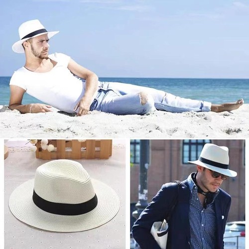 Sombrero de Paja Hombre Plegable Cabeza Grande Panamá Verano Aire Libre Sombrero de Vaquero Playa de Arena - Imagen 7 de 30