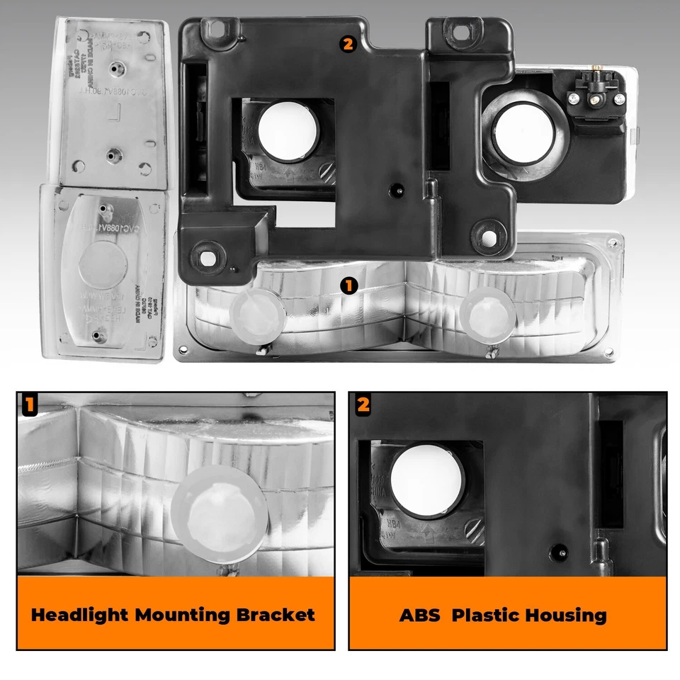 Faros con luces de esquina de parachoques para Chevy C/K 1500 2500 Suburban 3500 1988-93 Foto 3 de 4