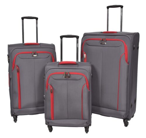 Durable 4 Wheel Suitcase Soft Luggage GREY Lightweight TSA Lock Expandable Bag - Afbeelding 1 van 33