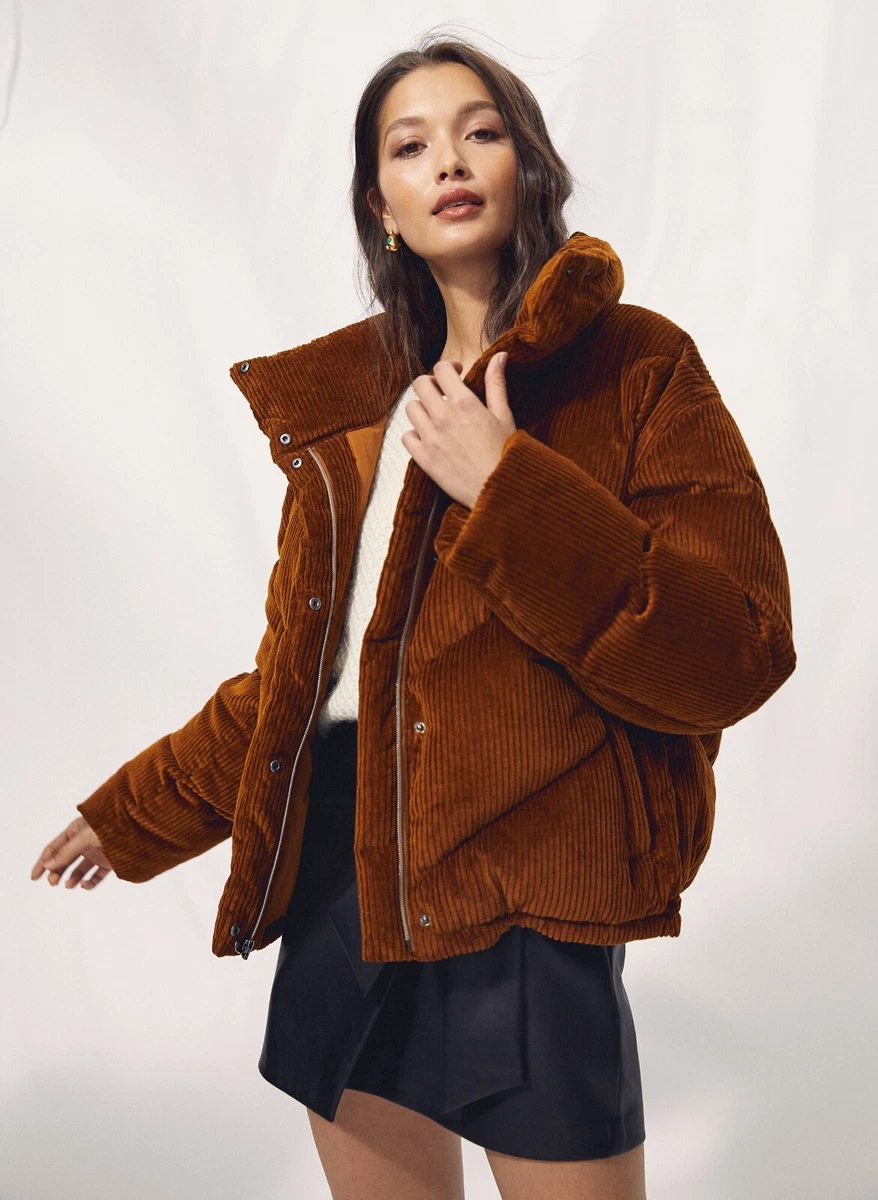 NWT Aritzia Wilfred The Cloud Puff Corduroy Goose Down Brown Sz XS