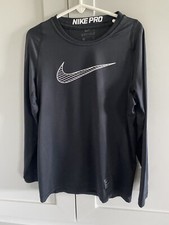 Nike Shirt Youth Small Long Sleeve Casual Pro Crew Neck Dri-Fit Performance