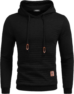 COOFANDY Mens Hooded Sweatshirt Casual Long Sleeve Drawstring Waffle Knit Pullov