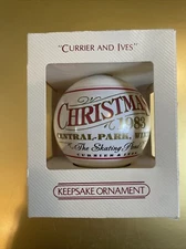 Hallmark Ball Ornament Currier and Ives 1983 American Skating Pond Central Park