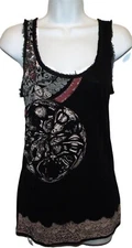 DESiGUAL by CHRiSTiAN LACROiX sheer cowl back sequin embellished tank top XS