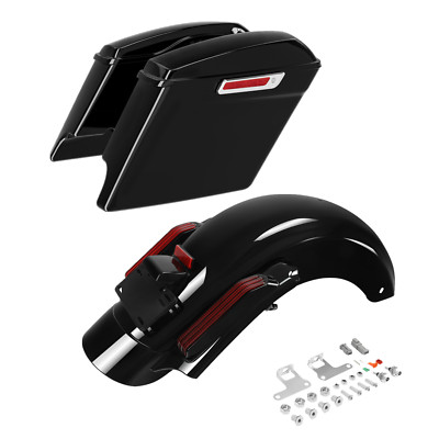 5'' Stretched Hard Saddlebags /Rear Fender Fit For Harley Touring Glide 2014-2024