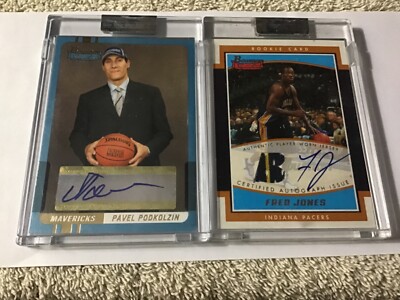 5 encased bowman Signature cards Fred Jones, Telfair,  Lang, Cabarkapa plus Auto
