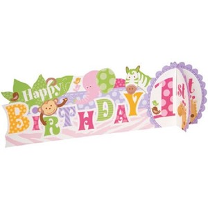 Pink Safari Centerpiece Happy 1st Birthday Table Decor Jungle