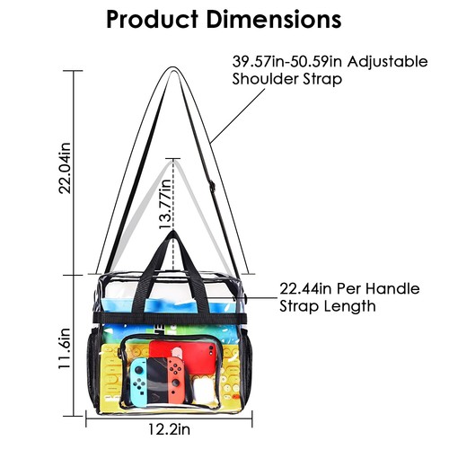 Clear Transparent Shoulder Bag Clear Crossbody Bag Zip Tote Bag Shipping Handbag - Picture 2 of 11