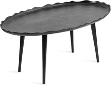 Kate and Laurel Alessia Modern Oval Coffee Table, 34 X 20 X 15, Black, Metal Liv