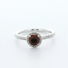 1.1CT Natural Diamond Red/SI1 Excellent Cut Round Brilliant 18K White Gold Four-