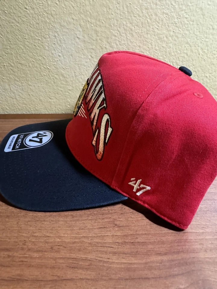 Chicago Blackhawks NHL Atkin '47 Enganche Calce Relajado SnapBack Sombrero Nuevo con Etiquetas Foto 2 de 4