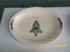 Pair of Pale Yellow Homer Laughlin Co. Fiesta Christmas Tree Oval Platters 11.5"