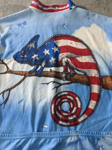 Primal Cycling Jersey Men XXL 2XL Patriotic Lizard Chameleon USA Graphic 3/4 Zip - Picture 8 of 11