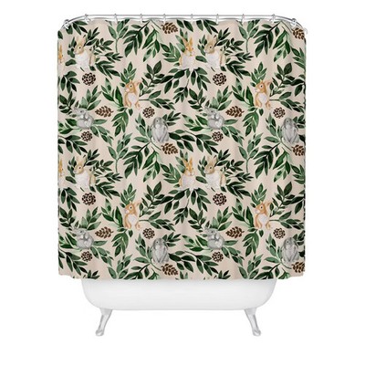 Deny Designs Marta Barragan Camarasa Rabbits in the Green Forest Shower Curtain: