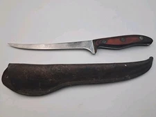 Handmade 7" Filet Knife w/ Wooden Handle - Knives By Easley - Leather Sheath